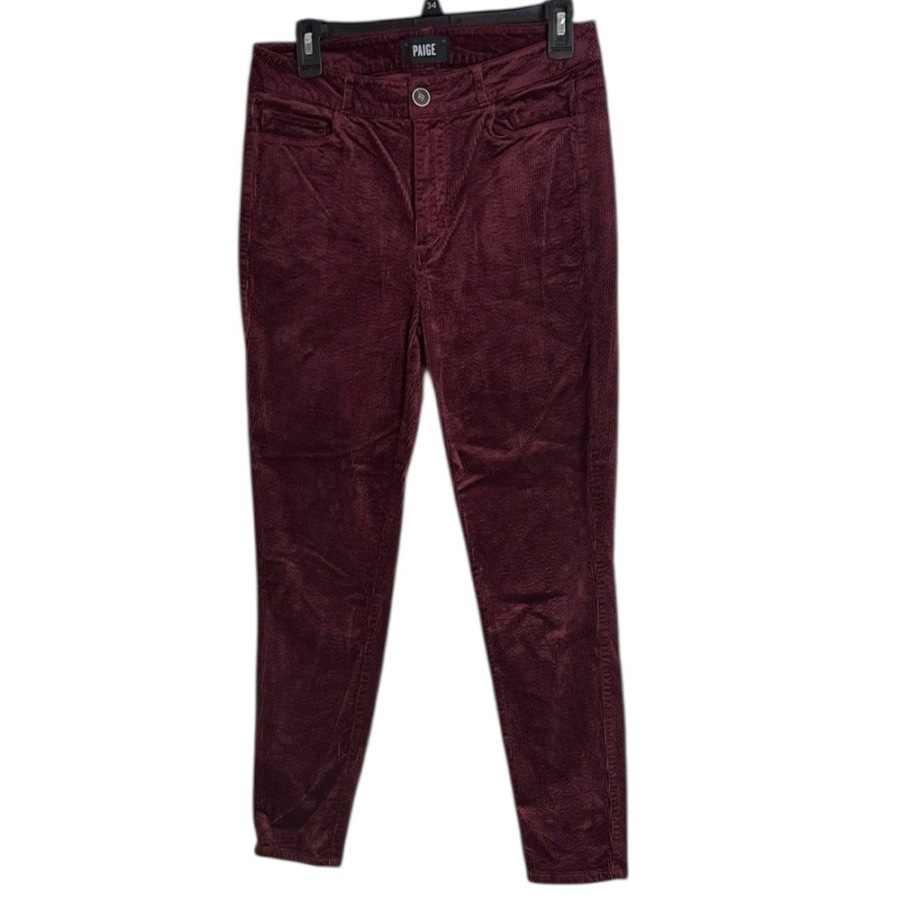 PAIGE Hoxton Ankle Burgundy Red Corduroy Pants size 29 - Picture 2 of 12